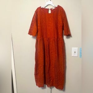 Modest orange lace dress